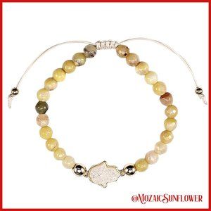 Yellow Agate Adjustable Druzy Hamsa Hand of Fatima Filigree Back 2 for $18 NWT